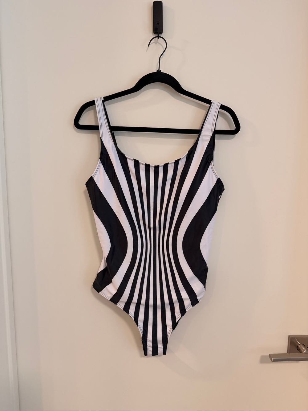 Black & White Optical Stripe One-Piece Swimsuit